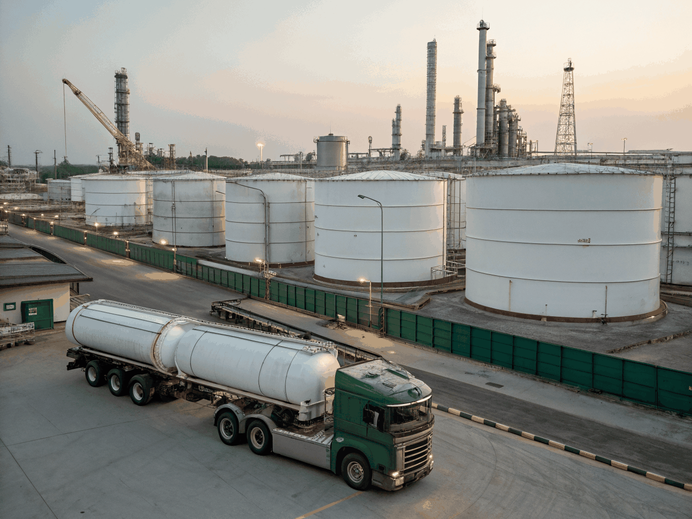 Jurong Island petroleum storage terminal with marine loading arms and pipelines