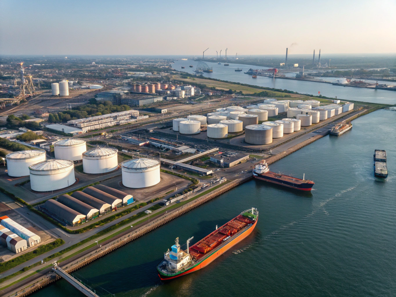 Rotterdam bulk liquid storage terminal aerial view